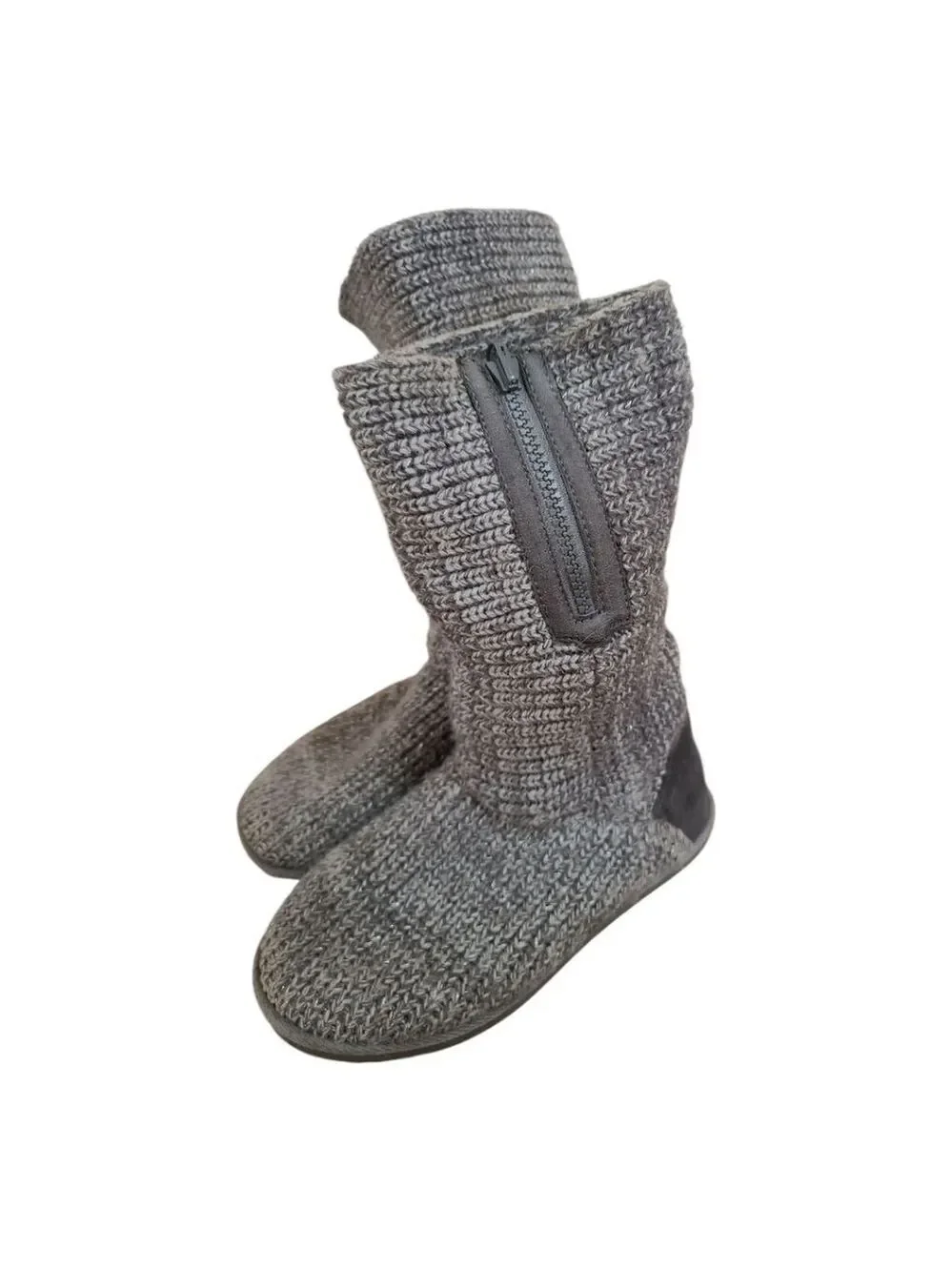 Sonoma Gray Knit Zipper Slippers Size 3 Girls